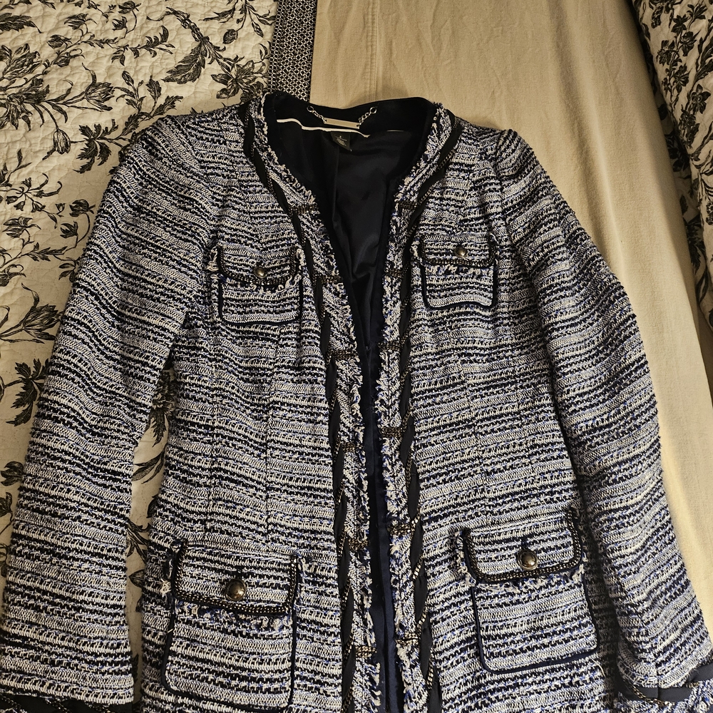 White House Black Market Black and White Tweed Blazer